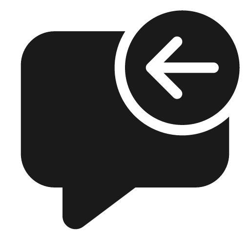 Comment arrow left 24 filled icon, filled style, from Fluent UI System Icons