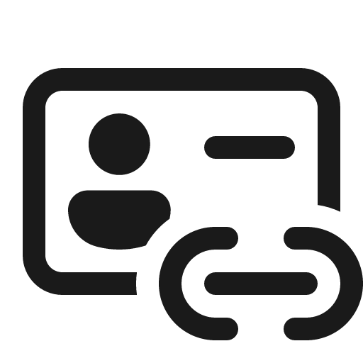 Contact card link 16 regular icon, solid style, from Fluent UI System Icons