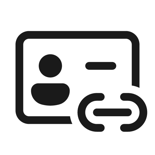 Contact card link 20 regular icon, solid style, from Fluent UI System Icons