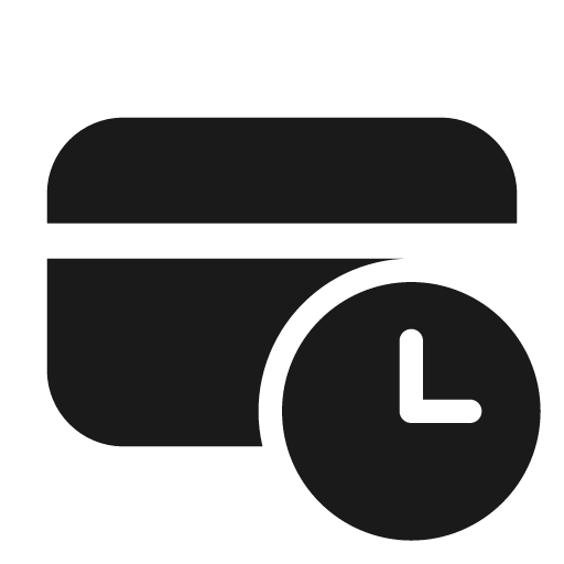Credit card clock 24 filled icon, filled style, from Fluent UI System Icons