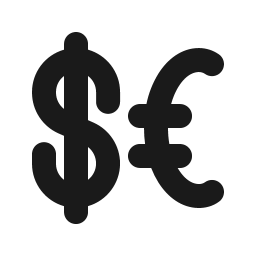 Currency dollar euro 16 filled icon, filled style, from Fluent UI System Icons