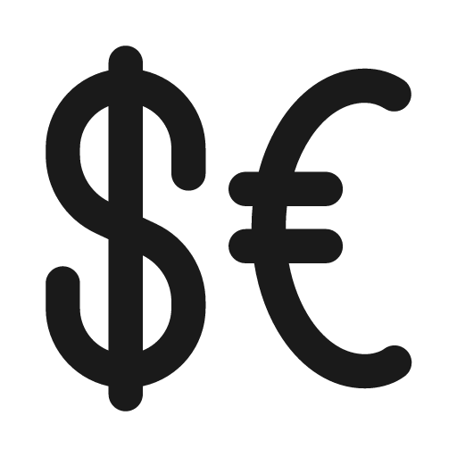 Currency dollar euro 20 filled icon, filled style, from Fluent UI System Icons
