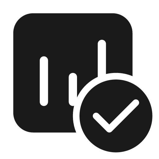 Data usage checkmark 48 filled icon, filled style, from Fluent UI System Icons