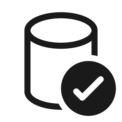 Database checkmark 20 regular icon, solid style, from Fluent UI System Icons