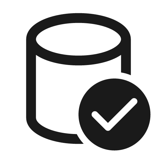 Database checkmark 24 regular icon, solid style, from Fluent UI System Icons