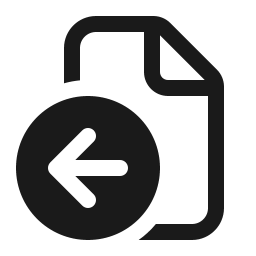 Document arrow left 16 regular icon, solid style, from Fluent UI System Icons