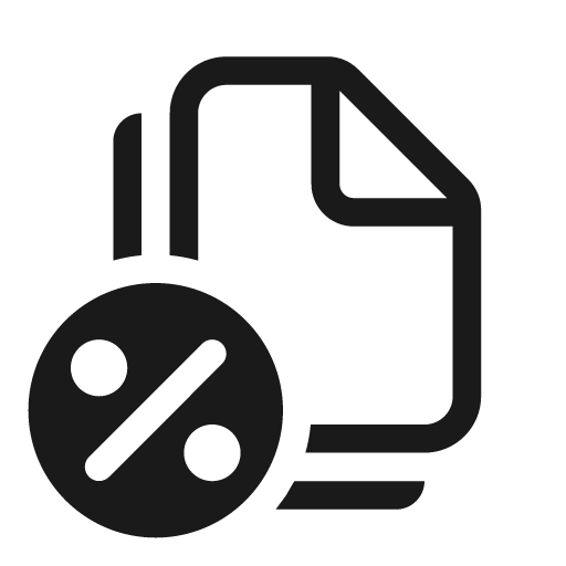 Document multiple percent 20 regular icon, solid style, from Fluent UI System Icons