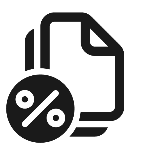 Document multiple percent 24 regular icon, solid style, from Fluent UI System Icons