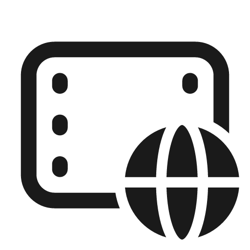 Filmstrip globe 24 regular icon, solid style, from Fluent UI System Icons