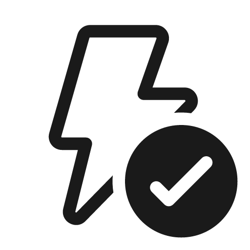 Flash checkmark 20 regular icon, solid style, from Fluent UI System Icons