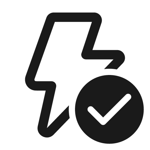 Flash checkmark 24 regular icon, solid style, from Fluent UI System Icons