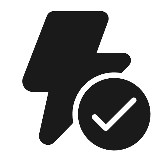 Flash checkmark 28 filled icon, filled style, from Fluent UI System Icons