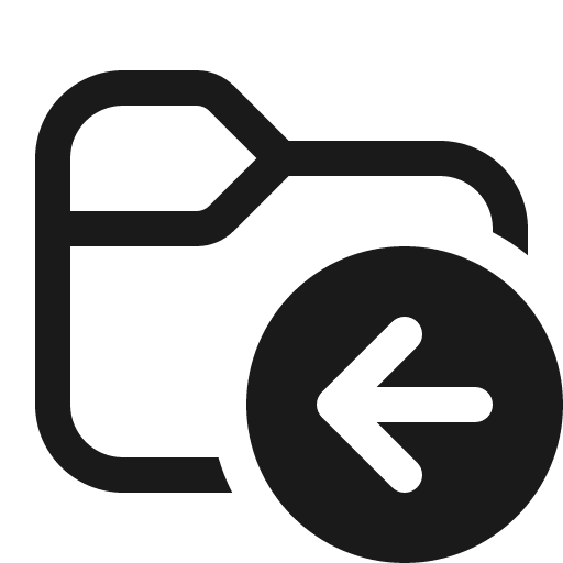 Folder arrow left 16 regular icon, solid style, from Fluent UI System Icons