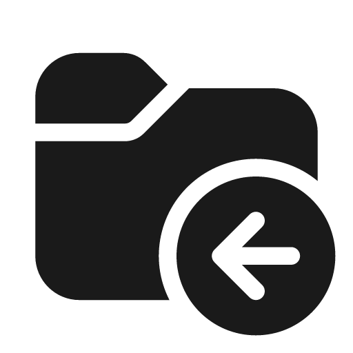 Folder arrow left 20 filled icon, filled style, from Fluent UI System Icons