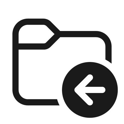 Folder arrow left 20 regular icon, solid style, from Fluent UI System Icons