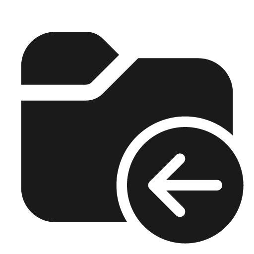 Folder arrow left 24 filled icon, filled style, from Fluent UI System Icons