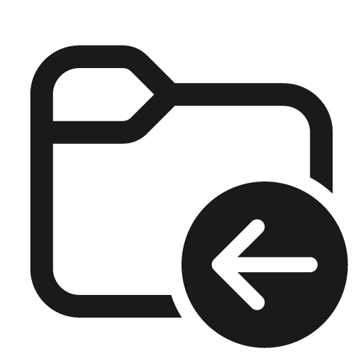 Folder arrow left 24 regular icon, solid style, from Fluent UI System Icons