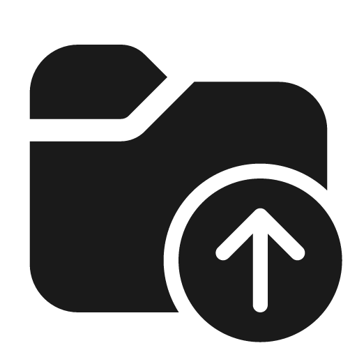 Folder arrow up 24 filled icon, filled style, from Fluent UI System Icons
