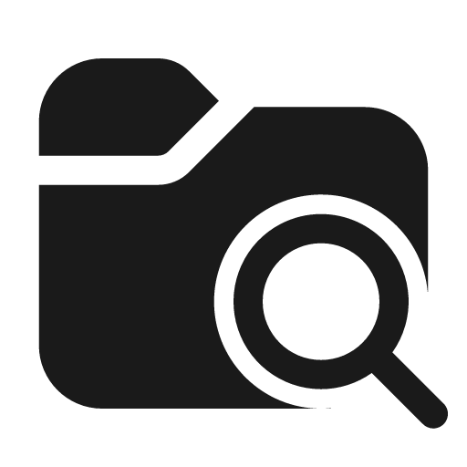 Folder search 24 filled icon, filled style, from Fluent UI System Icons