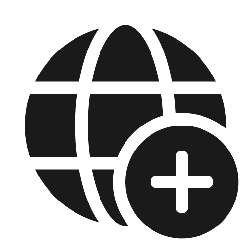 Globe add 20 filled icon, filled style, from Fluent UI System Icons