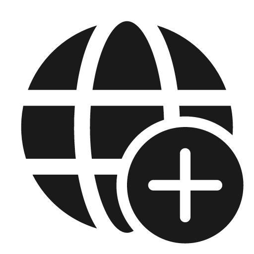 Globe add 24 filled icon, filled style, from Fluent UI System Icons