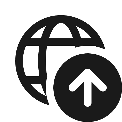Globe arrow up 16 regular icon, solid style, from Fluent UI System Icons