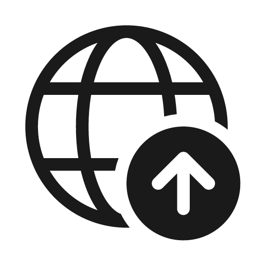 Globe arrow up 20 regular icon, solid style, from Fluent UI System Icons