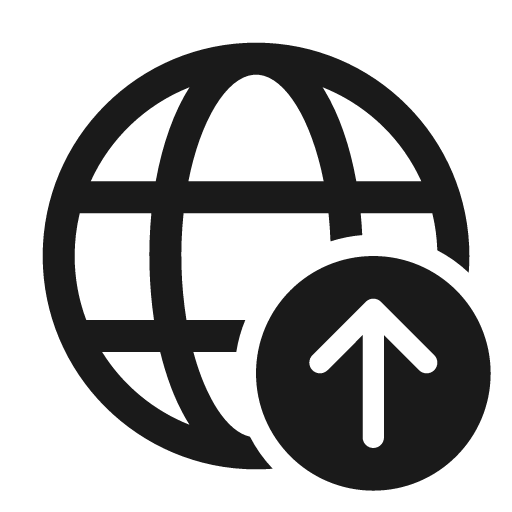 Globe arrow up 24 regular icon, solid style, from Fluent UI System Icons