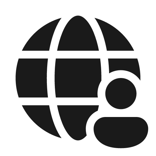Globe person 20 filled icon, filled style, from Fluent UI System Icons