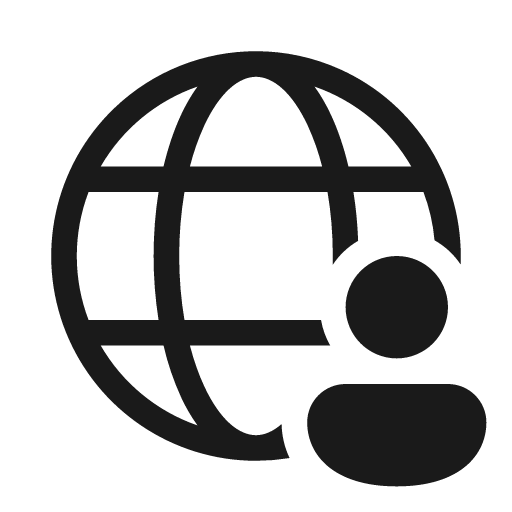 Globe person 20 regular icon, solid style, from Fluent UI System Icons