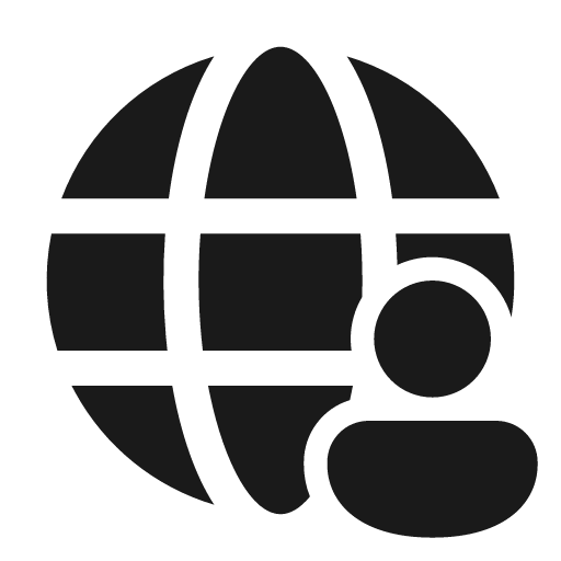 Globe person 24 filled icon, filled style, from Fluent UI System Icons