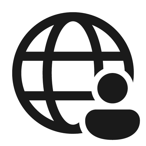 Globe person 24 regular icon, solid style, from Fluent UI System Icons