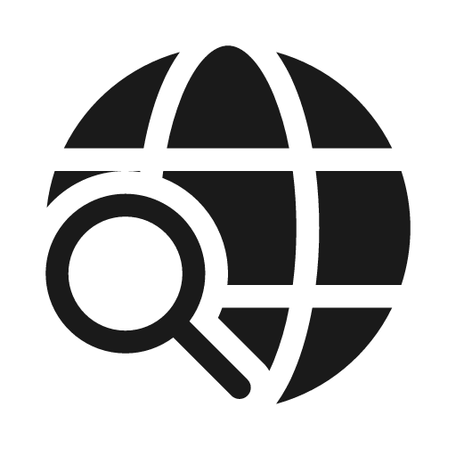 Globe search 20 filled icon, filled style, from Fluent UI System Icons