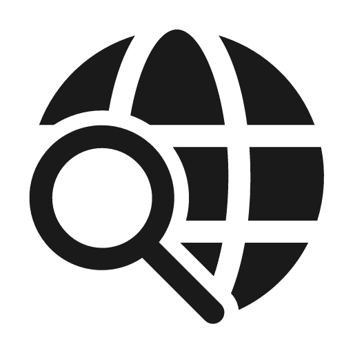 Globe search 24 filled icon, filled style, from Fluent UI System Icons