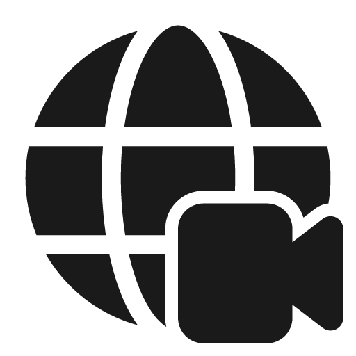 Globe video 28 filled icon, filled style, from Fluent UI System Icons