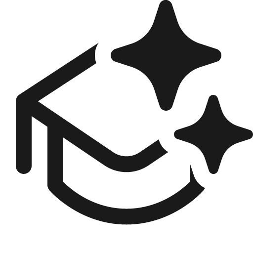 Hat graduation sparkle 16 regular icon, solid style, from Fluent UI System Icons