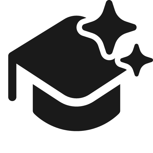 Hat graduation sparkle 28 filled icon, filled style, from Fluent UI System Icons