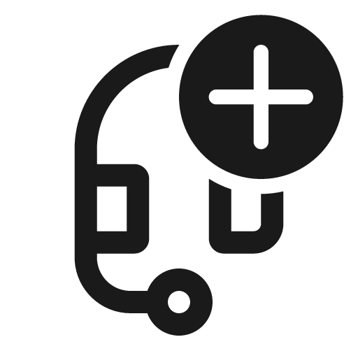 Headset add 24 regular icon, solid style, from Fluent UI System Icons