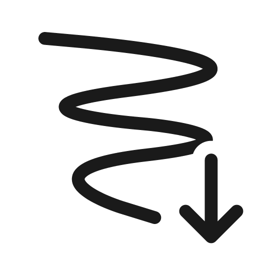 Ink stroke arrow down 20 regular icon, solid style, from Fluent UI System Icons