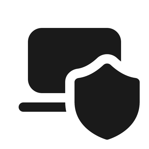 Laptop shield 16 filled icon, filled style, from Fluent UI System Icons