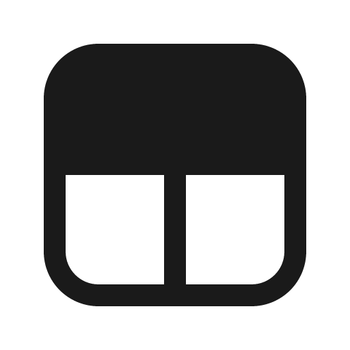 Layout row two split bottom focus top 16 filled icon, filled style, from Fluent UI System Icons