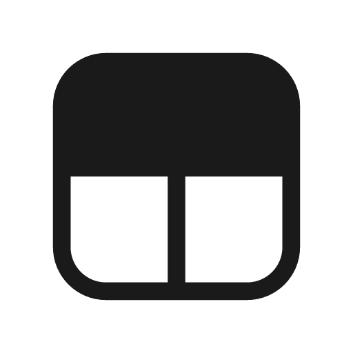Layout row two split bottom focus top 20 filled icon, filled style, from Fluent UI System Icons