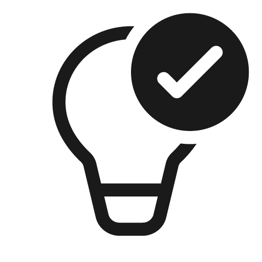 Lightbulb checkmark 20 regular icon, solid style, from Fluent UI System Icons