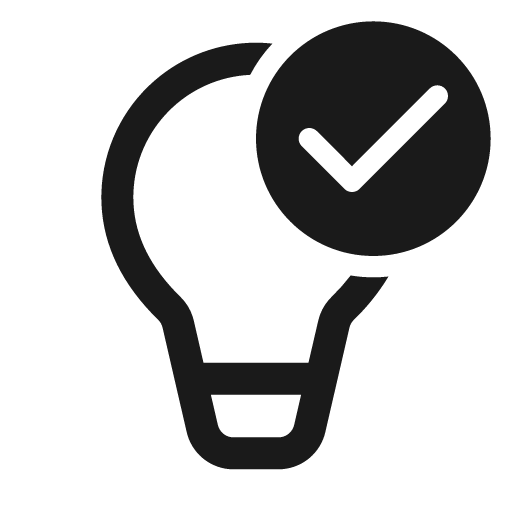Lightbulb checkmark 24 regular icon, solid style, from Fluent UI System Icons