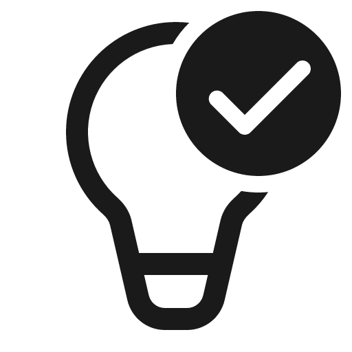 Lightbulb checkmark 32 regular icon, solid style, from Fluent UI System Icons