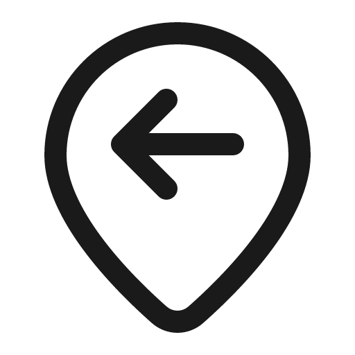 Location arrow left 16 regular icon, solid style, from Fluent UI System Icons