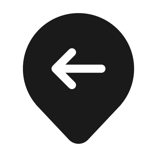 Location arrow left 48 filled icon, filled style, from Fluent UI System Icons