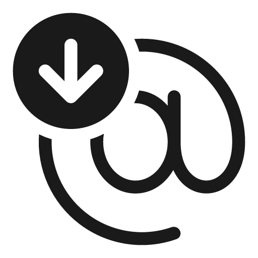 Mention arrow down 20 regular icon, solid style, from Fluent UI System Icons