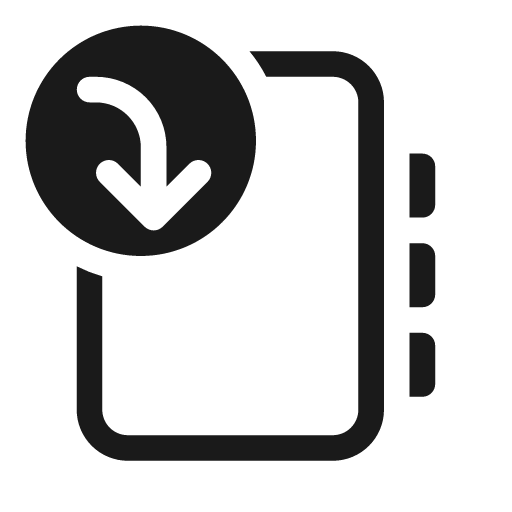 Notebook arrow curve down 20 regular icon, solid style, from Fluent UI System Icons