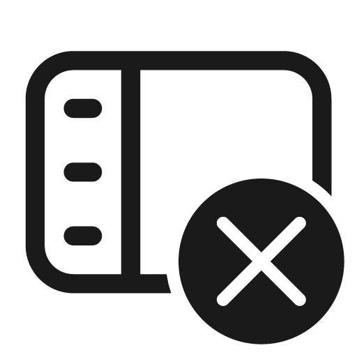 Panel left text dismiss 28 regular icon, solid style, from Fluent UI System Icons